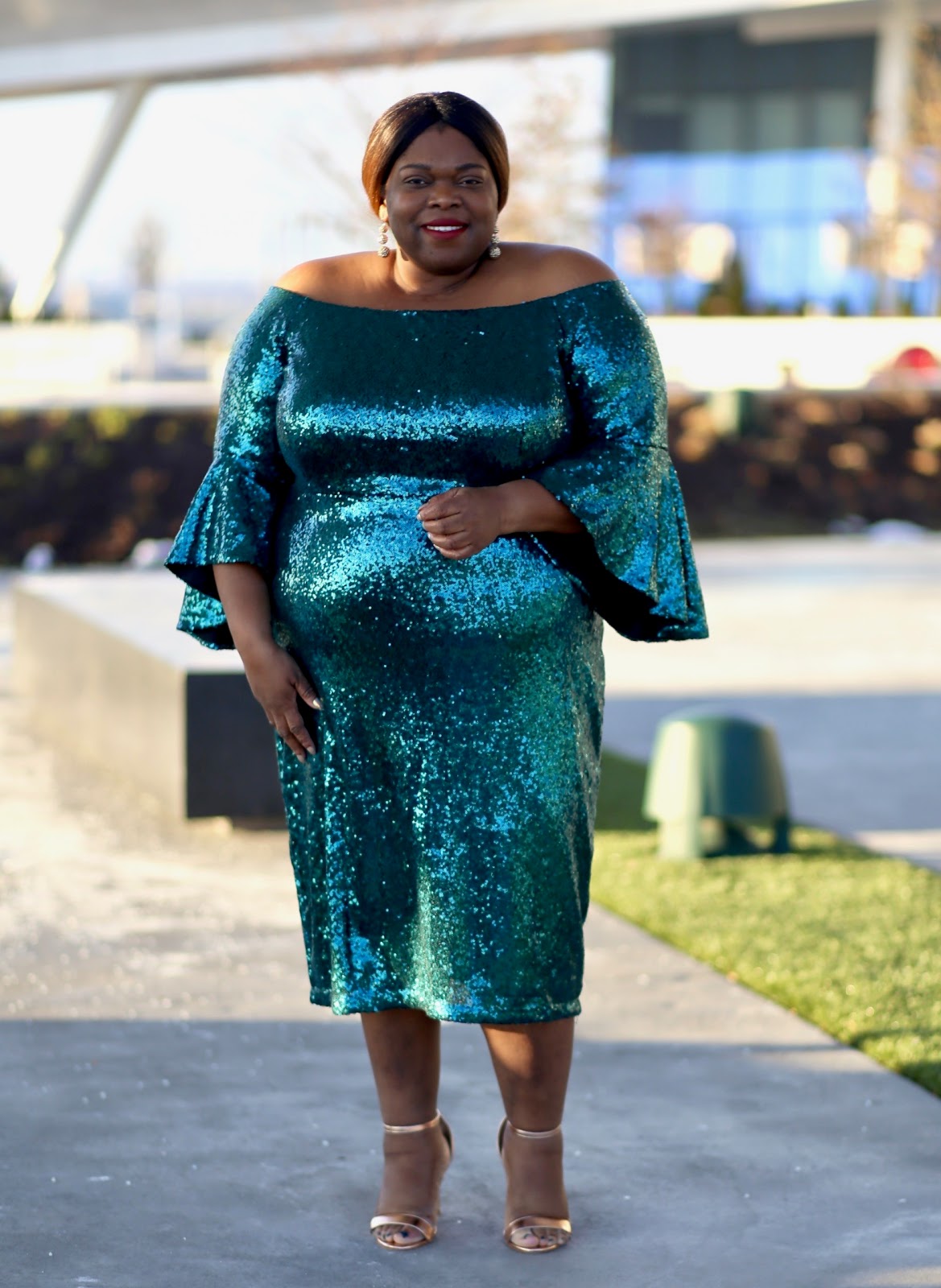 Sequin hearts off the shoulder dress cheap
